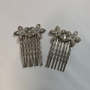 Elegant Silver Hair Combs with Crystal Accents